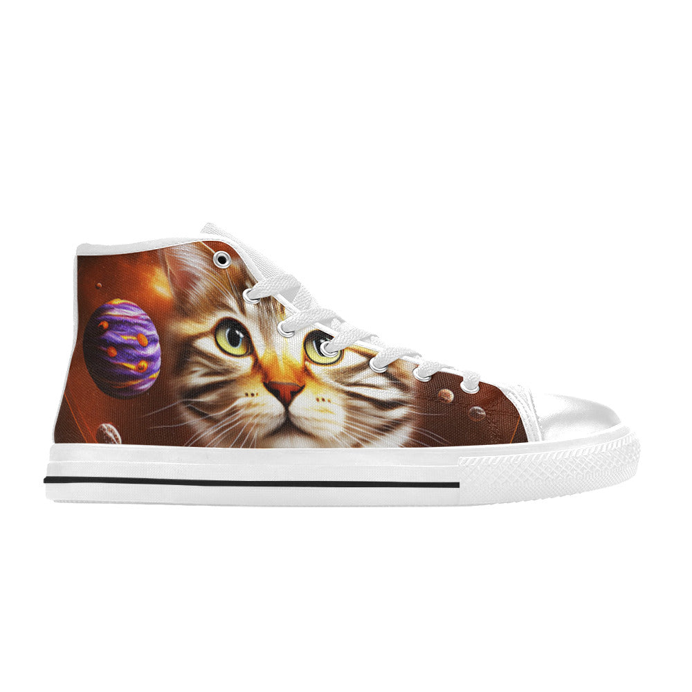 WOMEN'S Cc Space Cat High Top Canvas Dark Academia Custom Shoes