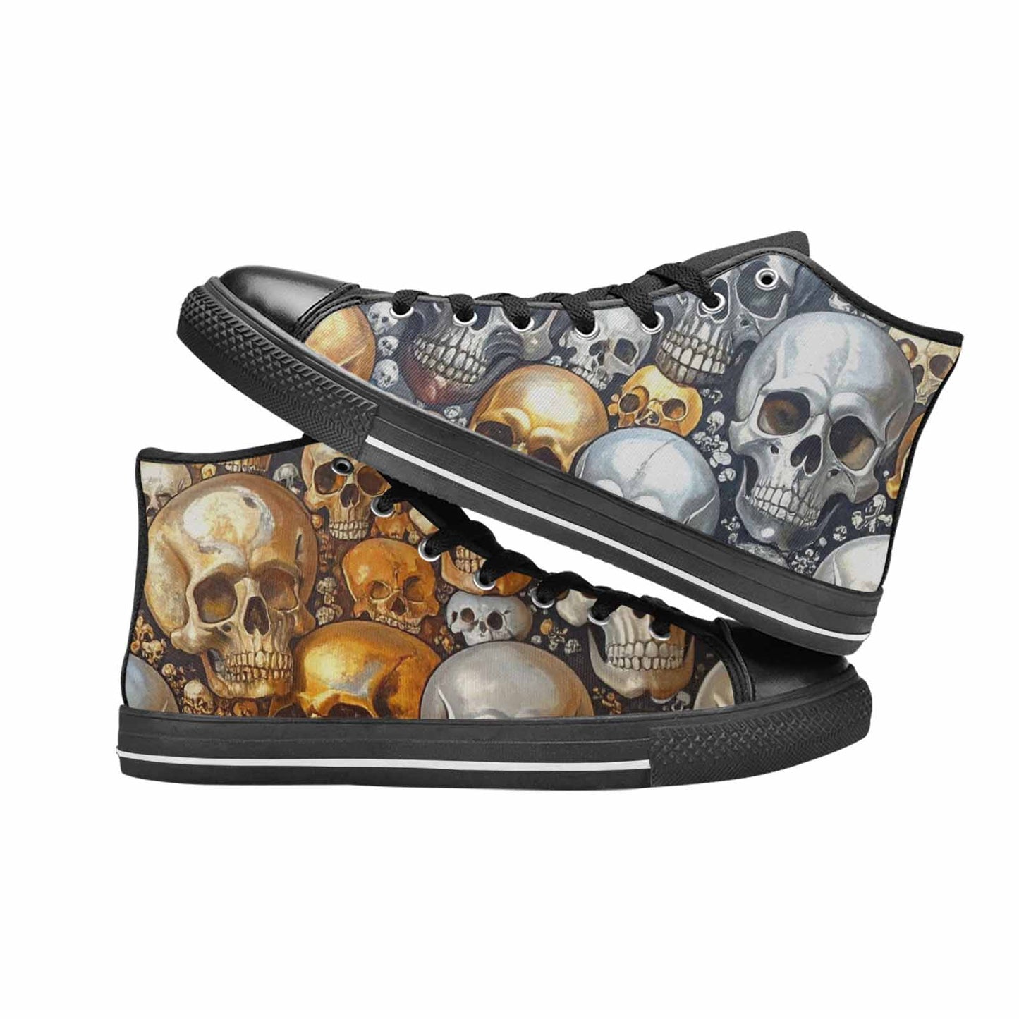 MEN'S Skulls - Metallic-Chrome- High Top Canvas Aesthetic Sneakers