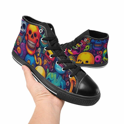 WOMEN'S Skeleton People Face High Top Canvas Y2K Custom Sneakers