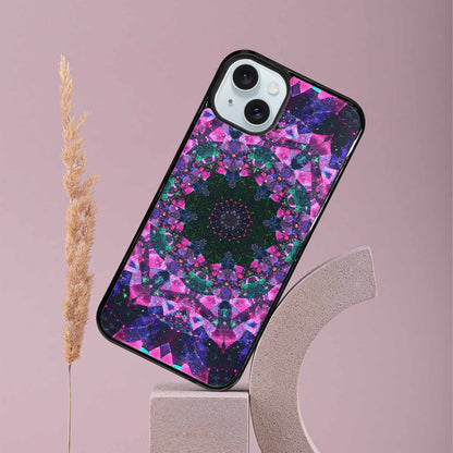 iPhone 15 Plus Case — Crystal Mandala Art Seamless Pattern Vibrant, Custom Made Phone Cover