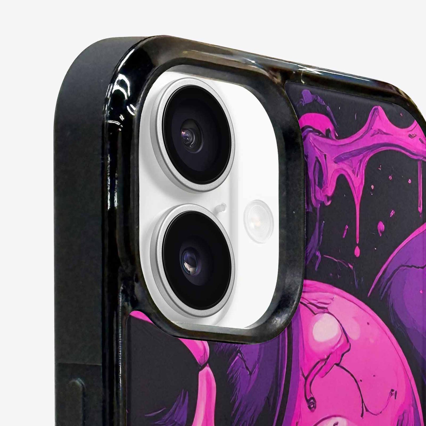 iPhone 16 Plus Case — Pink Purple Skeletons Neon Drip Melting, Custom Printed Phone Case