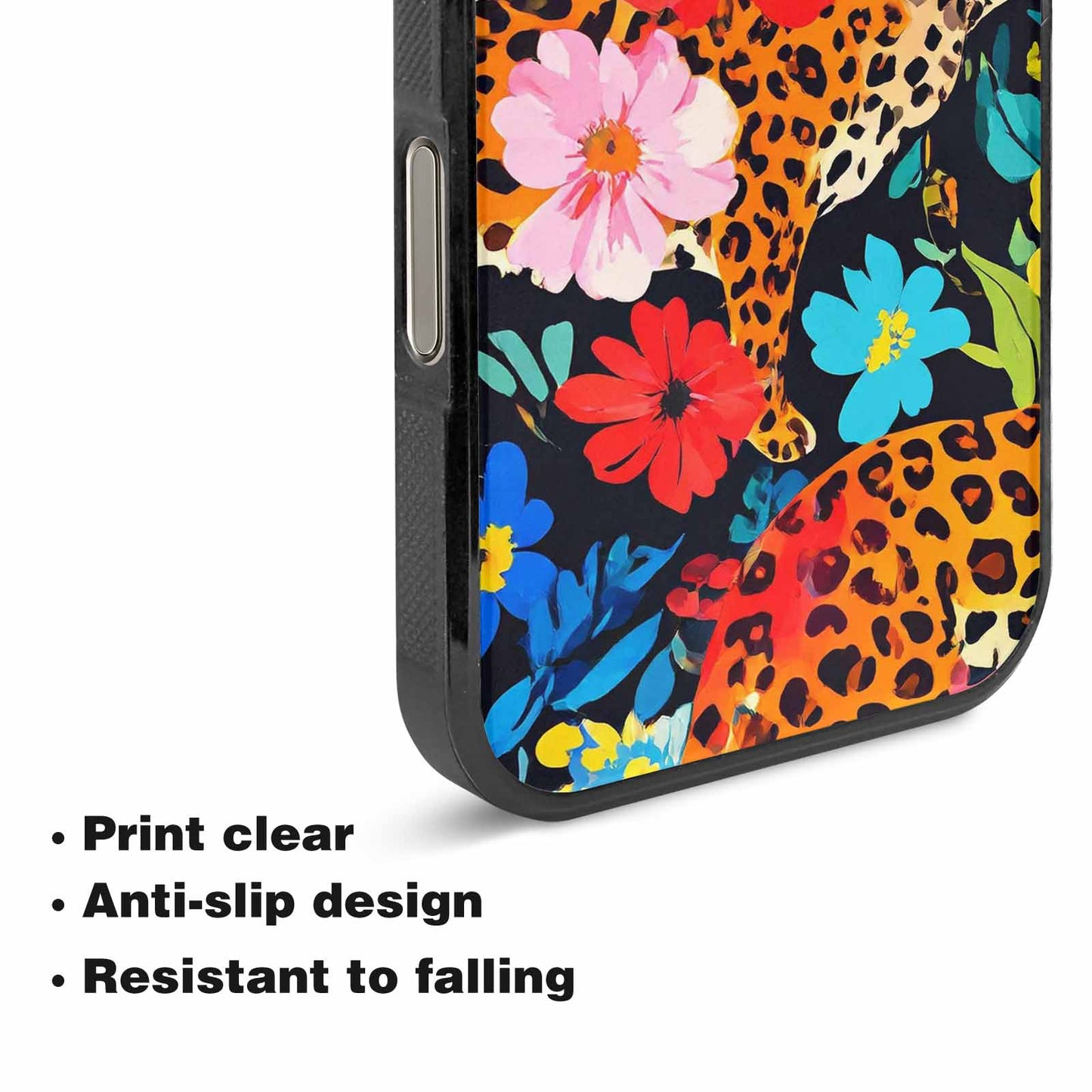 iPhone 16 Pro Case — Leopard Print Floral, Custom Printed Phone Case