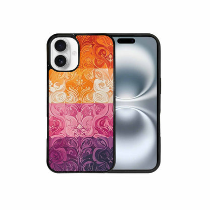 iPhone 16 Plus Case — Lesbian Flag Color Theme Small Rainbow, Customized Protective Case