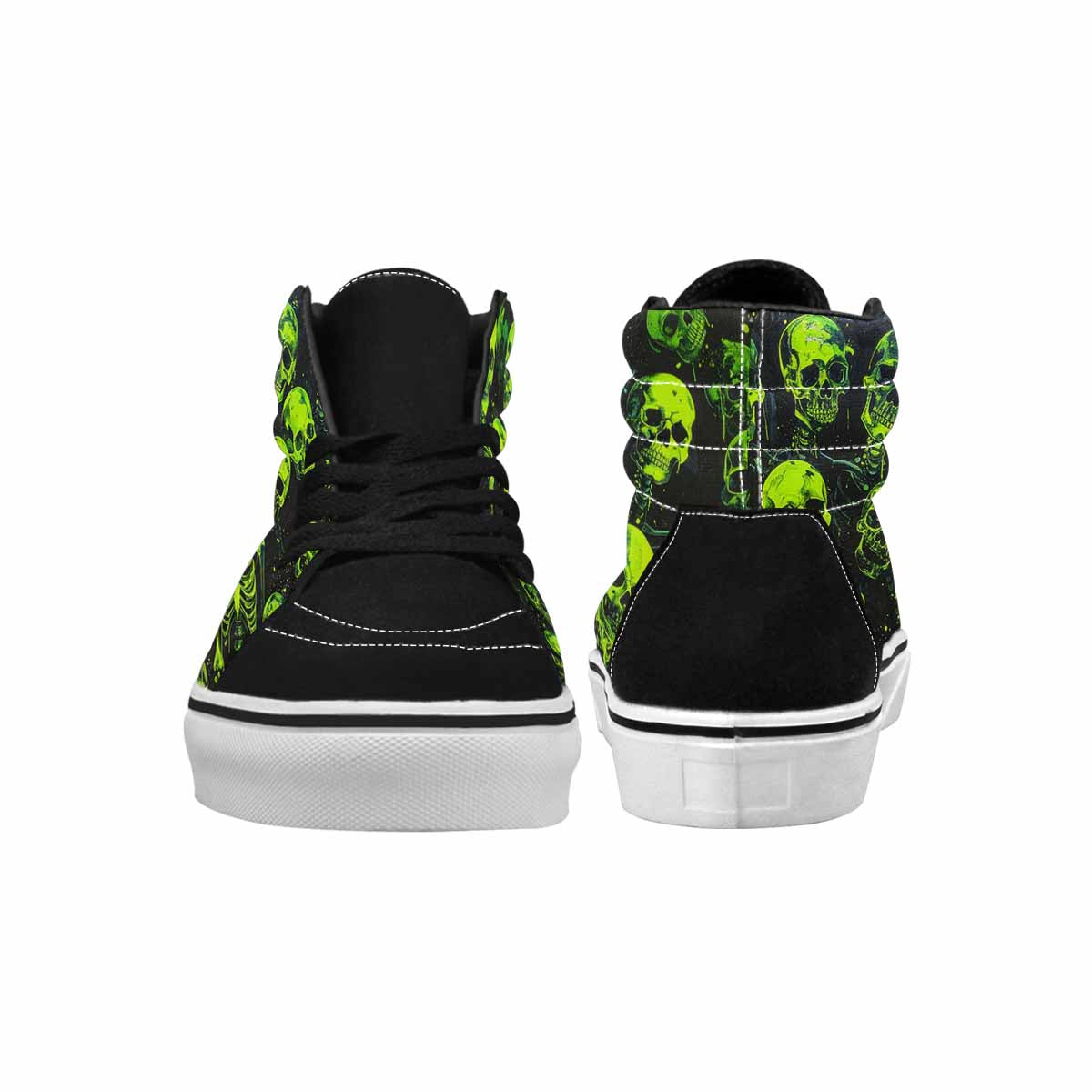 MEN'S Skeletons  Neon Green High Top Canvas Dark Academia Custom Sneakers