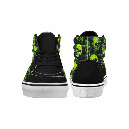 MEN'S Skulls Neon Green Glow High Top Canvas Custom Fashion Aesthetic Custom Canvas Shoes