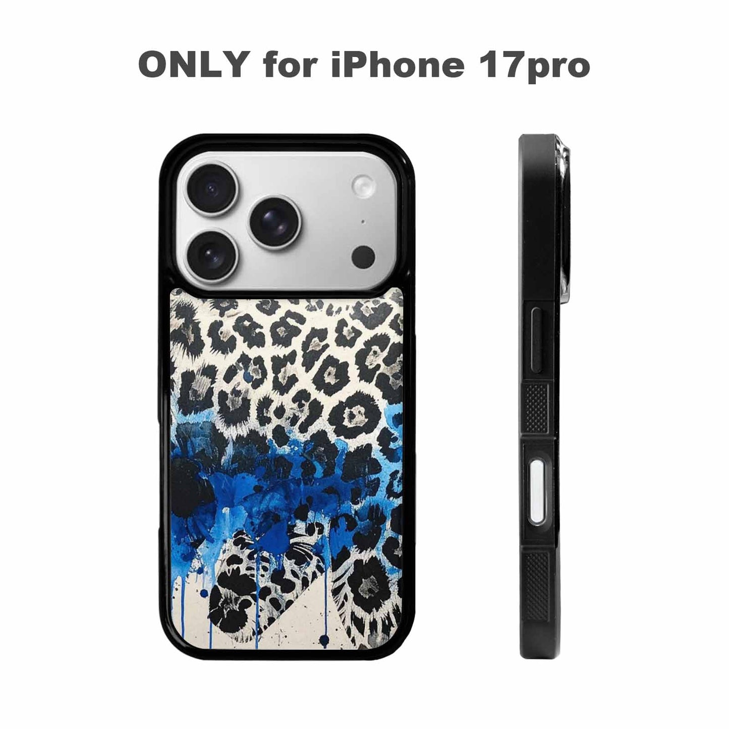 iPhone 17 Pro Case — Animal Print Black Blue Ink Animal, Original Design Phone Case