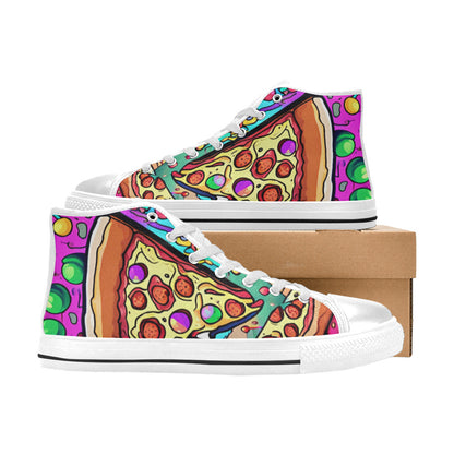 MEN'S Pizza Fantasy Artwork Design High Top Canvas Cottagecore Sneakers