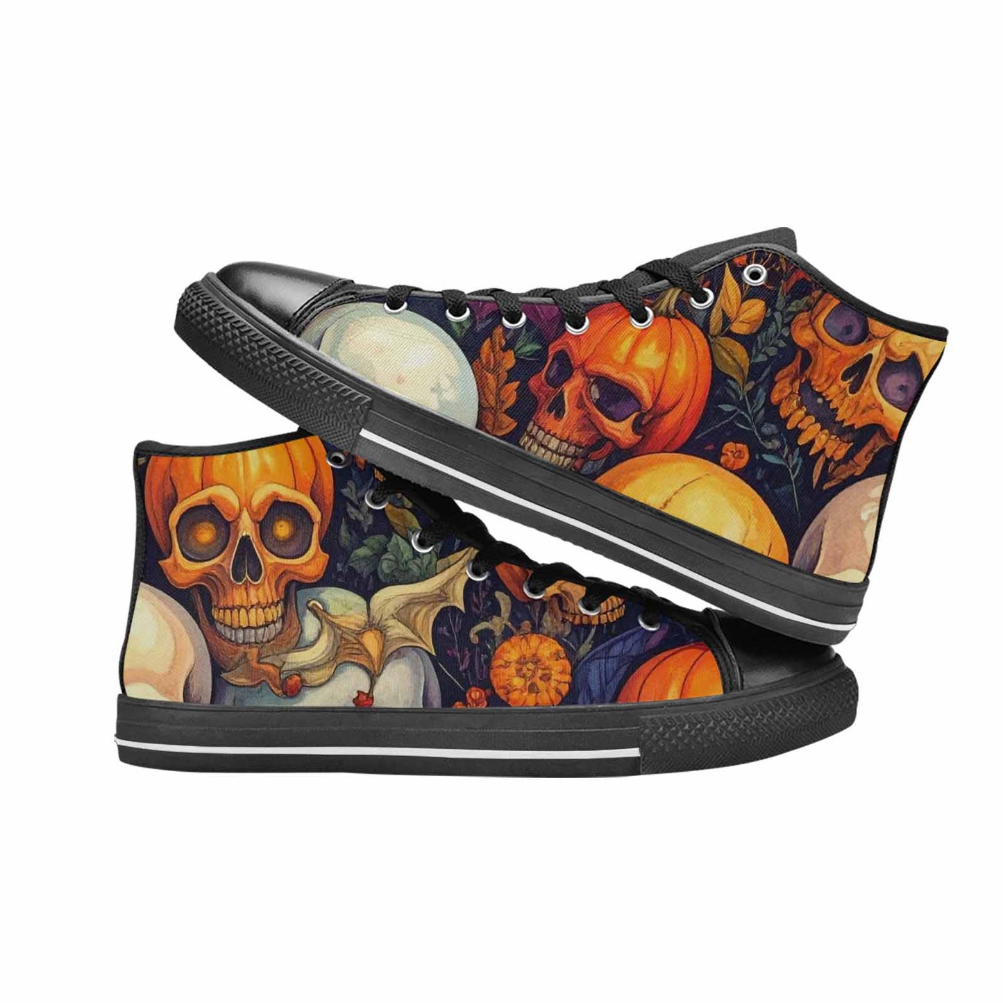 MEN'S Skulls - Halloween High Top Canvas Grunge Custom Sneakers