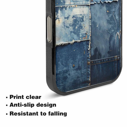 iPhone 15 Pro Max Case — Denim Distressed Textures Print Edge To, Custom Made Phone Cover