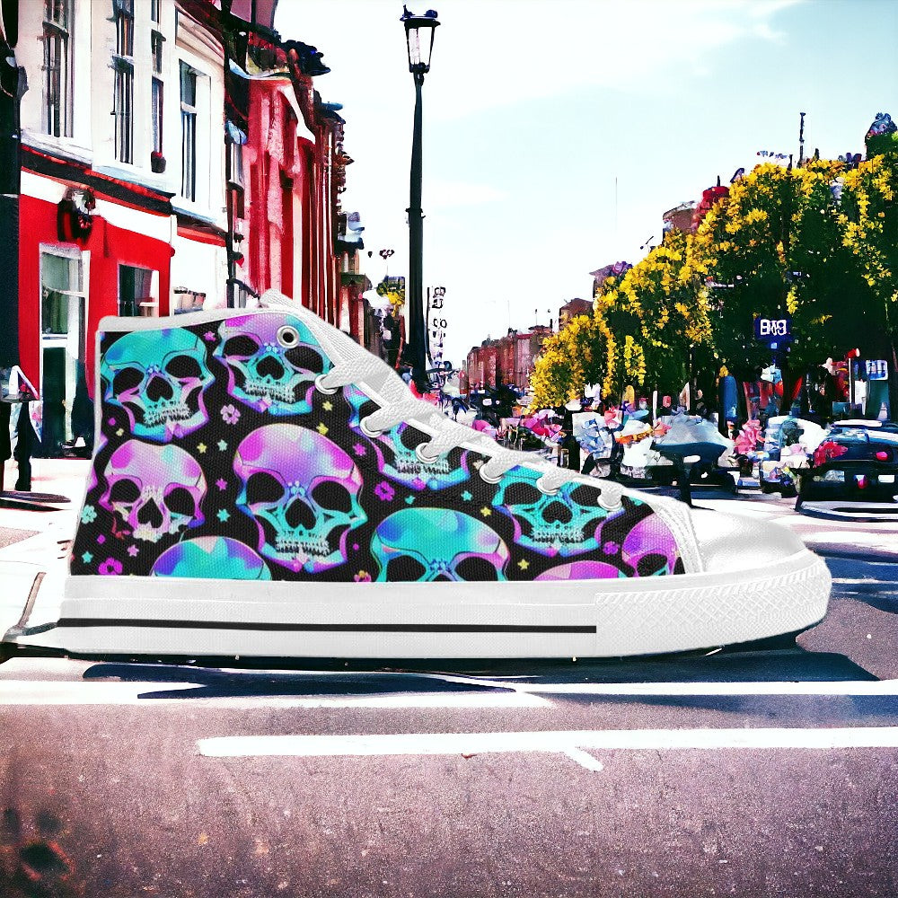 Cherry Blossom Dark Cosmic Vivid WOMEN Bold Art - Freaky Shoes | Custom Art Sneakers