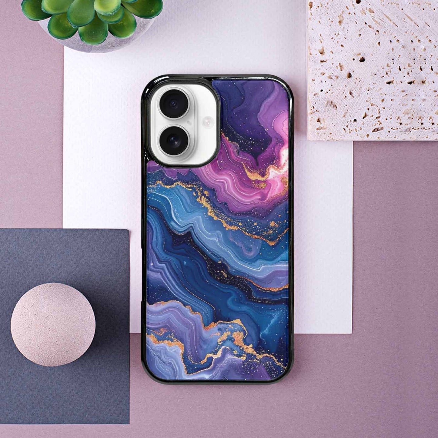 iPhone 16 Case — Marble Galaxy, Unique Phone Case Design
