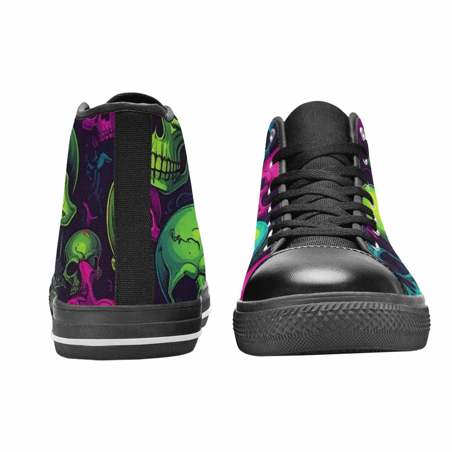 MEN'S Skulls - Neon High Top Canvas Dark Academia Custom Shoes