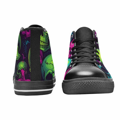 MEN'S Skulls - Neon High Top Canvas Dark Academia Custom Shoes
