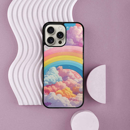 iPhone 16 Pro Max Case — Cloud And Rainbow Burst Pattern Hundreds, Unique Phone Case Design