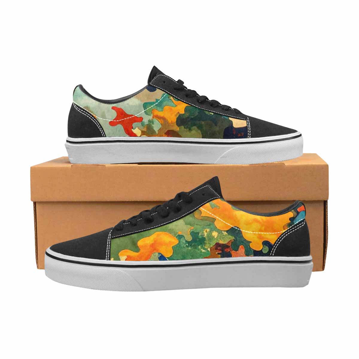 WOMEN'S Camo Patches Lace-Up Canvas Melting Art Sneakers