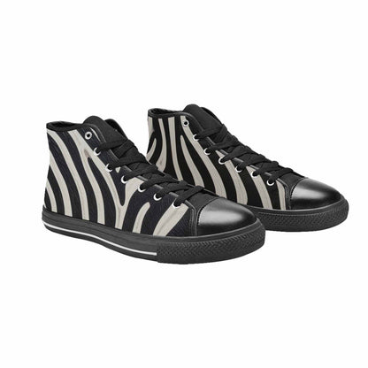 MEN'S Modern Zebra Stripe Solid High Top Canvas Y2K Custom Shoes
