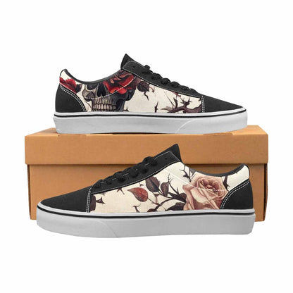 WOMEN'S Skulls - Roses Canvas Lace-Up Vivid Custom Sneakers