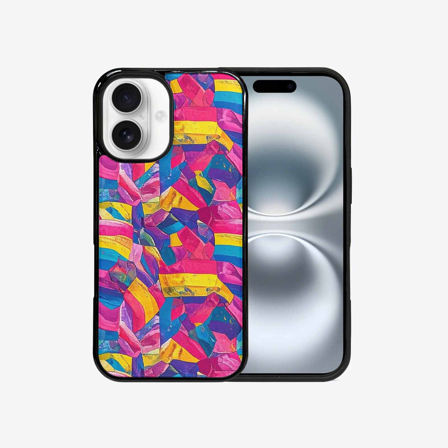 iPhone 16 Case — Pansexual Flag Color Theme Small Rainbow, Custom Designed Case Cover
