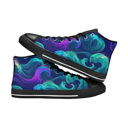 WOMEN'S Glowing Ocean Swirls High Top Canvas Aesthetic Shoes