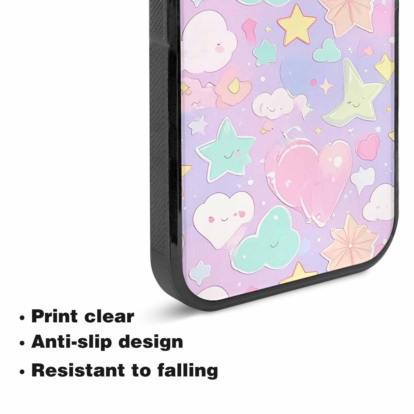iPhone 15 Plus Case — Cute Kawaii Style Generic Icons Stars, Original Design Phone Case