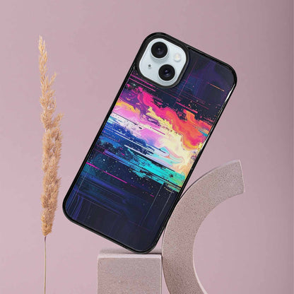 iPhone 15 Plus Case — Glitch Dark Art Seamless Pattern Vibrant, Original Design Phone Case