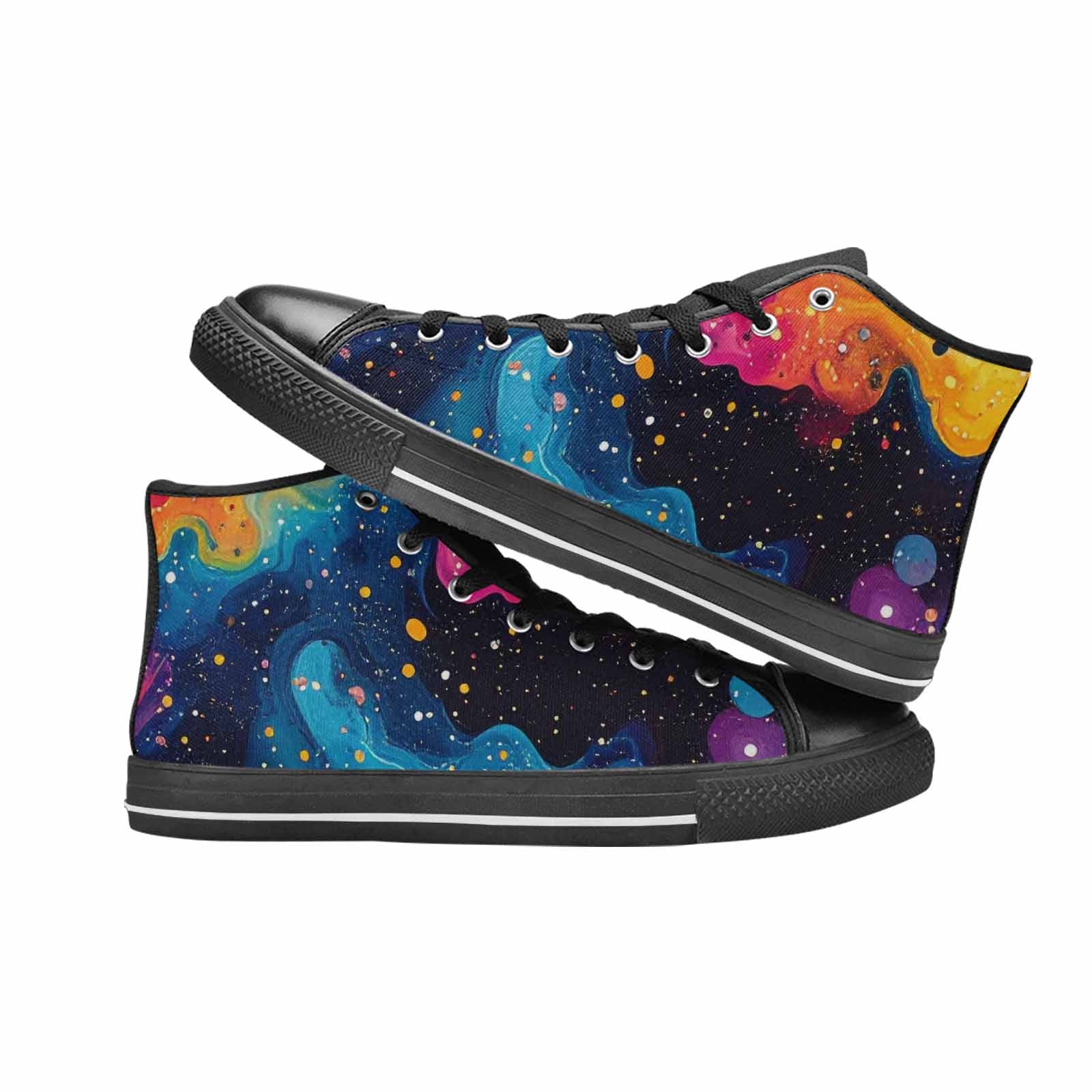 MEN'S Galaxy Art - High Top Canvas Vibrant Chaos Custom Shoes