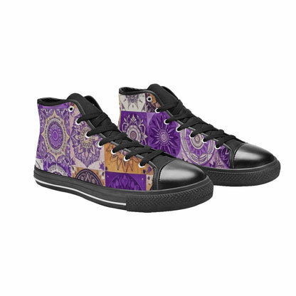 WOMEN'S Mandala High Top Canvas Vibrant Chaos Custom Sneakers