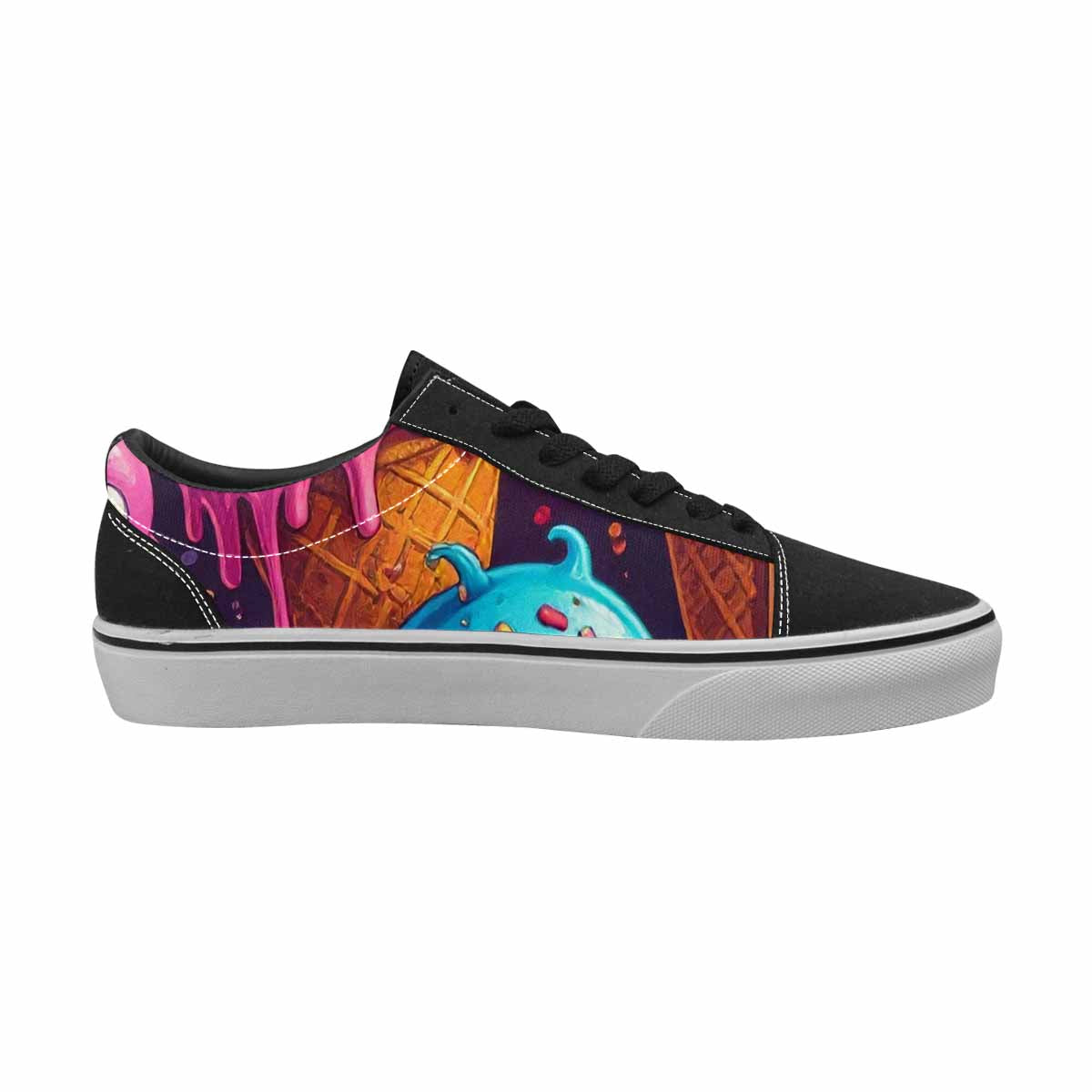 WOMEN'S Melting Ice Cream Monster Lace-Up Canvas Surreal Custom Shoes
