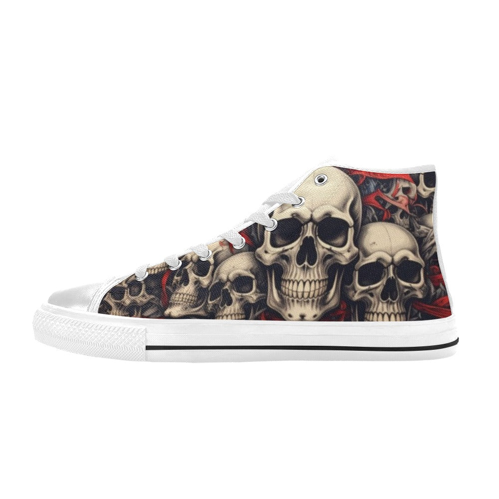 MEN'S Patriotic Skull Flag High Top Canvas Y2K Custom Shoes