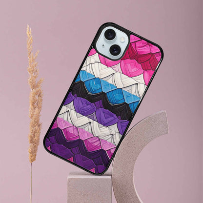 iPhone 15 Plus Case — Genderfluid Flag Color Theme Small Rainbow, Customized Protective Case
