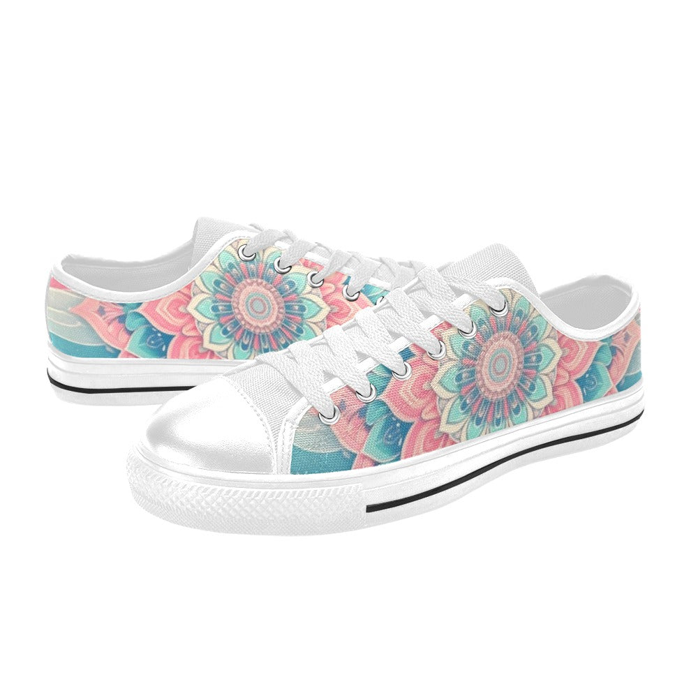 MEN'S Pastel Wave Mandala Low Top Canvas Cottagecore Custom Sneakers