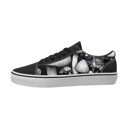 MEN'S Mushrooms Black & Blue Ink Canvas Original Design Kaleidoscope Custom Canvas Shoes
