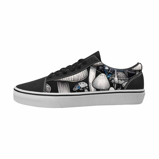 MEN'S Mushrooms Black & Blue Ink Canvas Original Design Kaleidoscope Custom Canvas Shoes