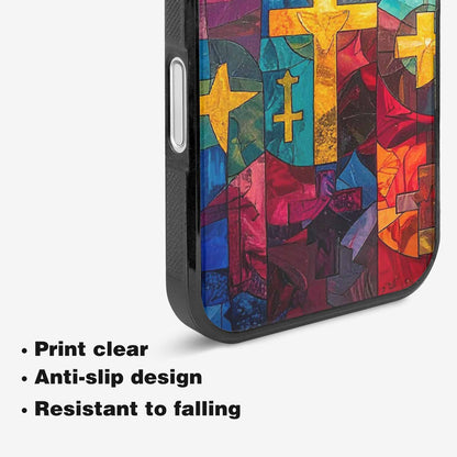 iPhone 16 Plus Case — Faith Cross And Faith Icons Pattern, Original Design Phone Case