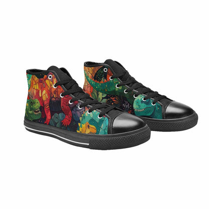 WOMEN'S Dinosaur Silhouette High Top Canvas Dreamcore Custom Sneakers