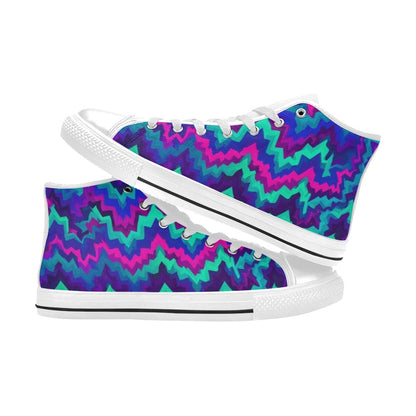 WOMEN'S Psychedelic Chevron Vortex High Top Canvas Vivid Custom Shoes