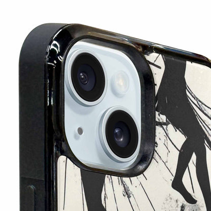 iPhone 15 Plus Case — Bold Dancing Figure Line Art Pattern, Custom Designed Case Cover