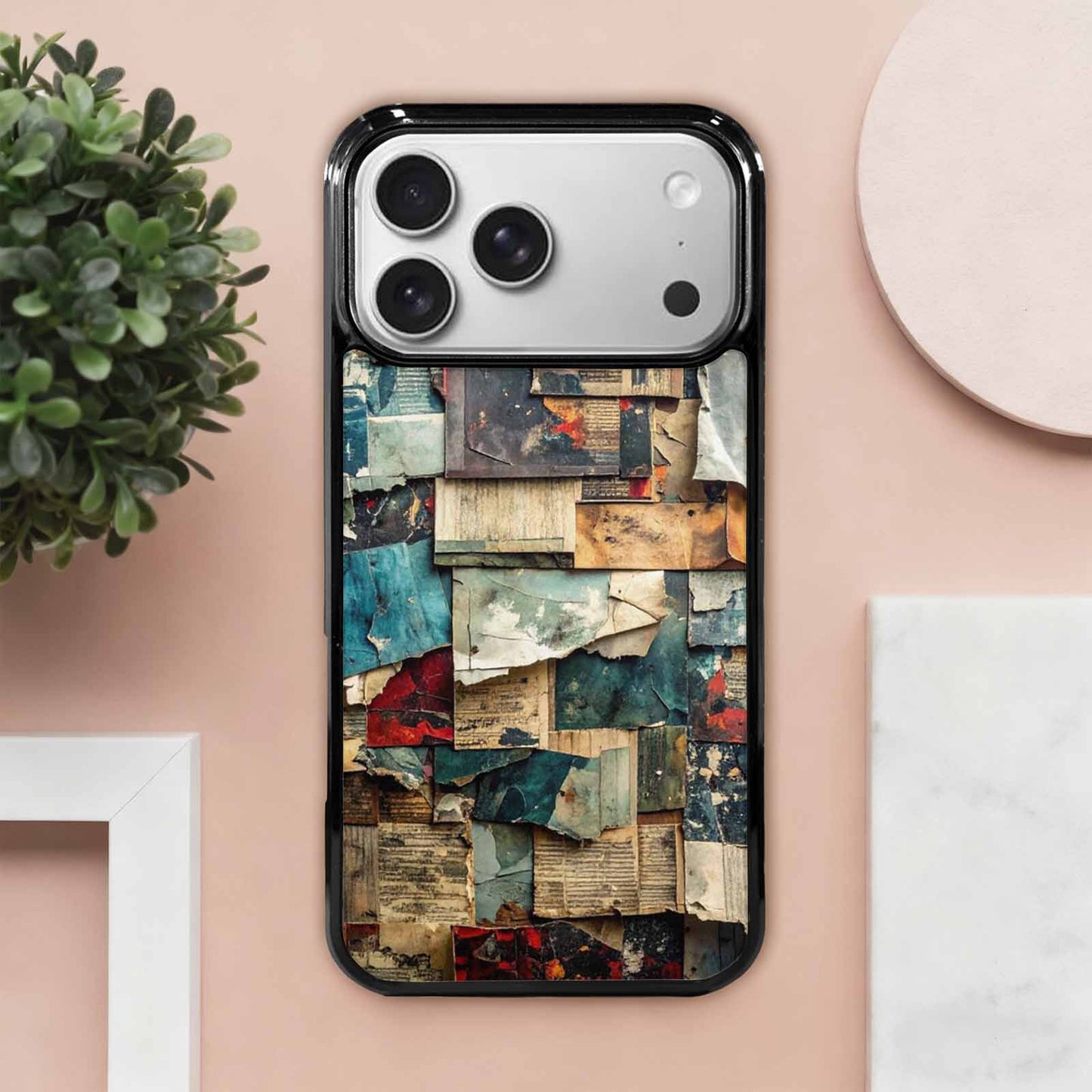 iPhone 17 Pro Max Case — Distressed Grunge Texture Pattern Original Art, Custom Art Phone Cover
