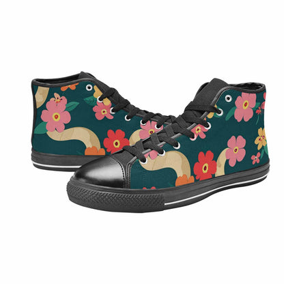 MEN'S Floral Snake Print High Top Canvas Neon Fantasy Custom Shoes