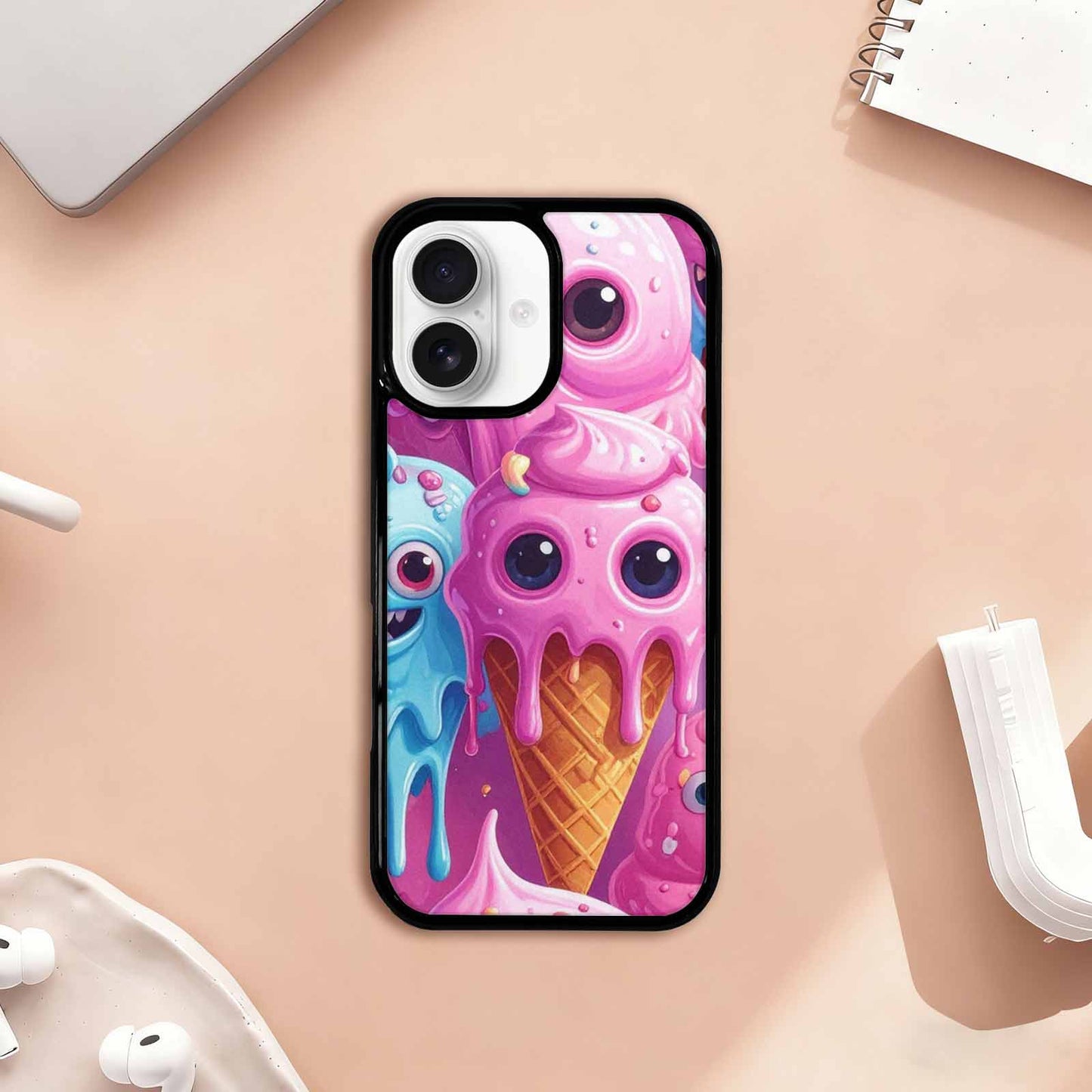 iPhone 17 Case — Melting Icecream Cone Monster Original Art, Custom Phone Case