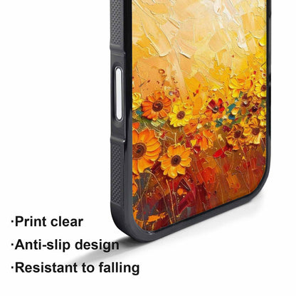 iPhone 17 Pro Case — Impressionist Sunflower Brushstroke Pattern Hundreds Floral, Customized Protective Case