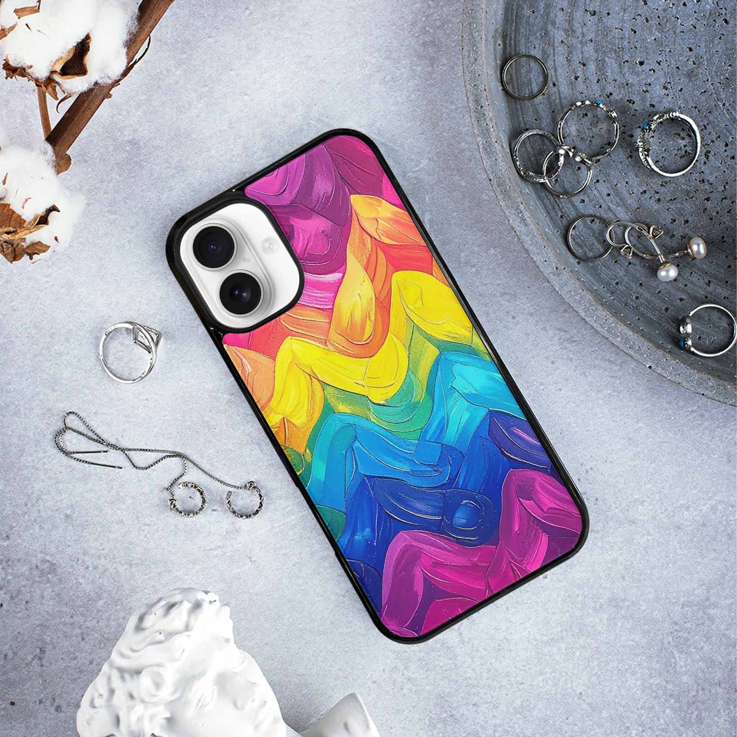 iPhone 16 Plus Case — Pansexual Flag Color Theme Small Rainbow, Custom Phone Case