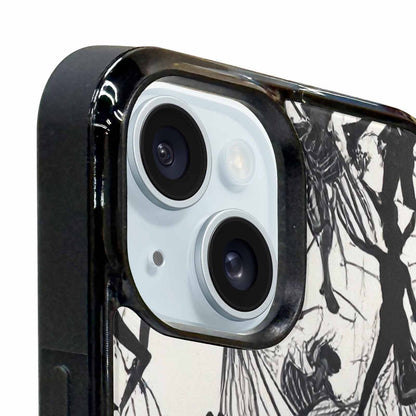 iPhone 15 Plus Case — Bold Dancing Figure Line Art Pattern, Customized Protective Case