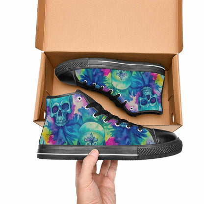 MEN'S Tie Dye Skulls Print High Top Canvas Cottagecore Custom Sneakers