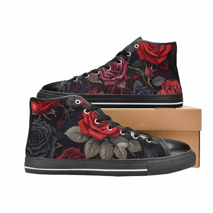MEN'S Black Gothic Rose High Top Canvas Dreamcore Custom Shoes