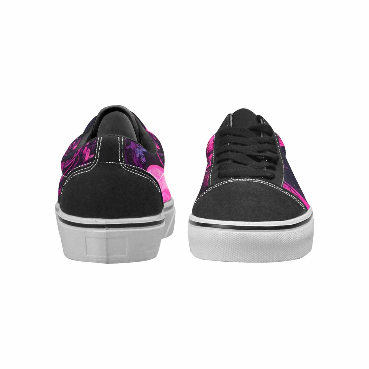 WOMEN'S Skeletons  Neon Pink Lace-Up Canvas Kaleidoscope Sneakers