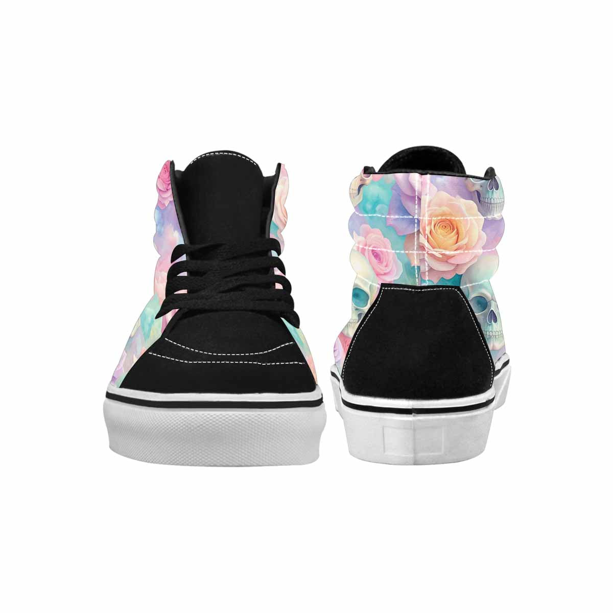 WOMEN'S Skulls Roses Candy Airbrush High Top Canvas Neon Fantasy Custom Shoes