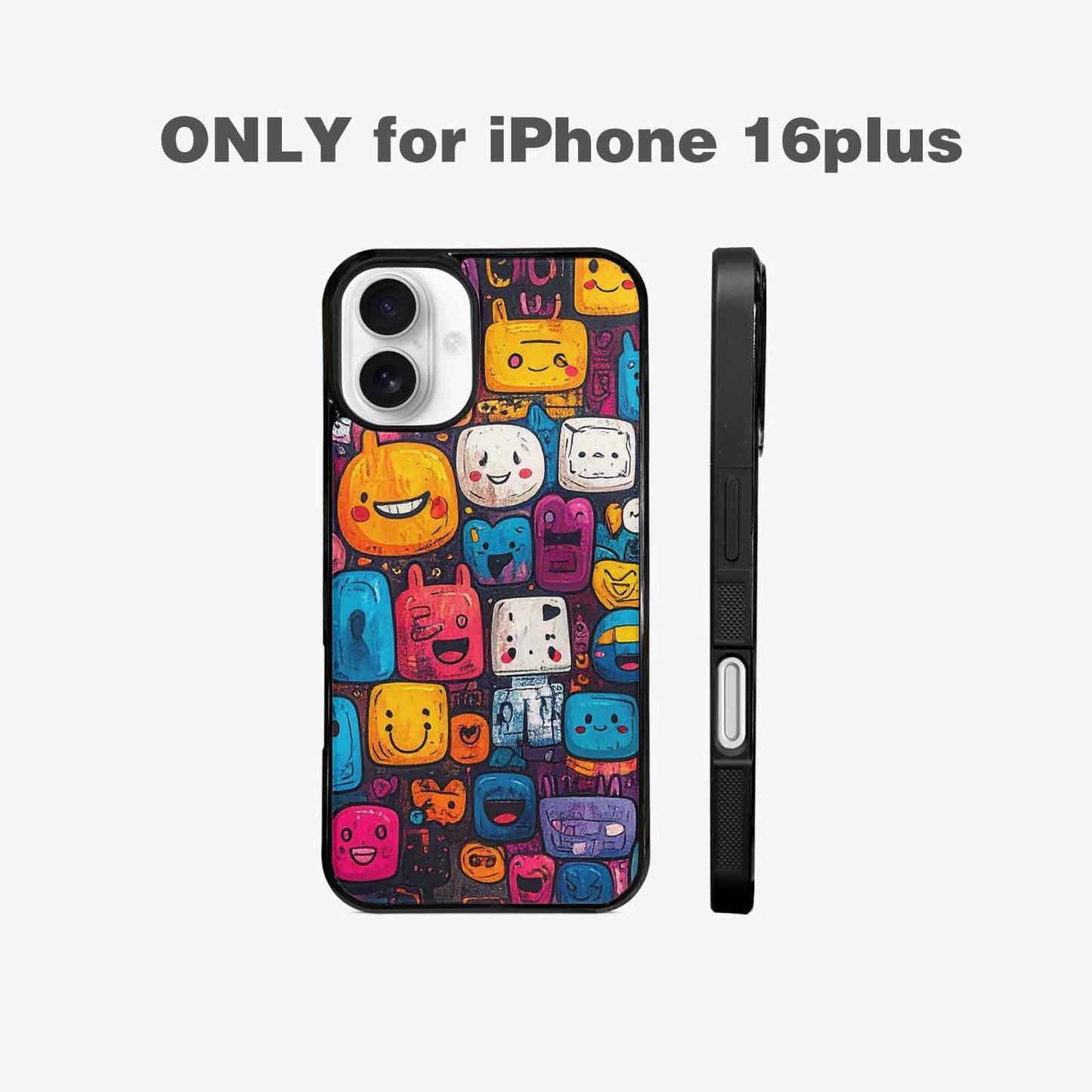 iPhone 16 Plus Case — Hand Drawn Icon Doodle Pattern Hundreds, Custom Designed Case Cover