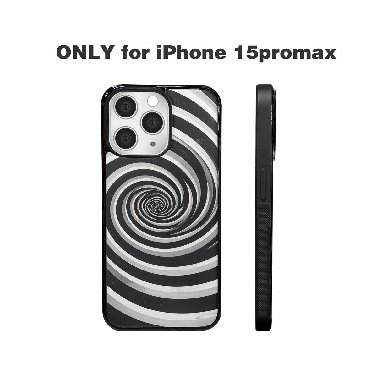 iPhone 15 Pro Max Case — Hypnotic Spiral Optical Illusion Motif High, Custom Art Phone Cover