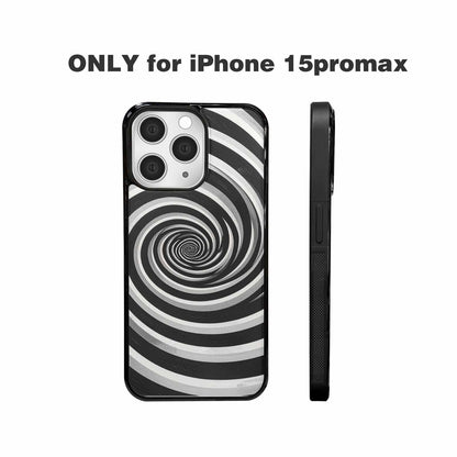 iPhone 15 Pro Max Case — Hypnotic Spiral Optical Illusion Motif High, Custom Art Phone Cover